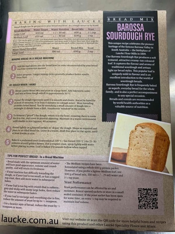 Barossa Sourdough Rye Bread Mix Yummy Nuts Bulk Foods